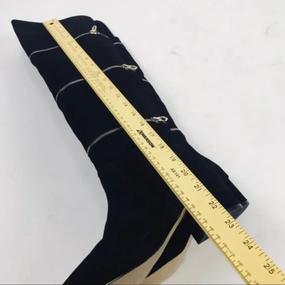 Botkier Black Suede Gold Zipper Over the Knee Boots Size 8 Brand New - Picture 4 of 8